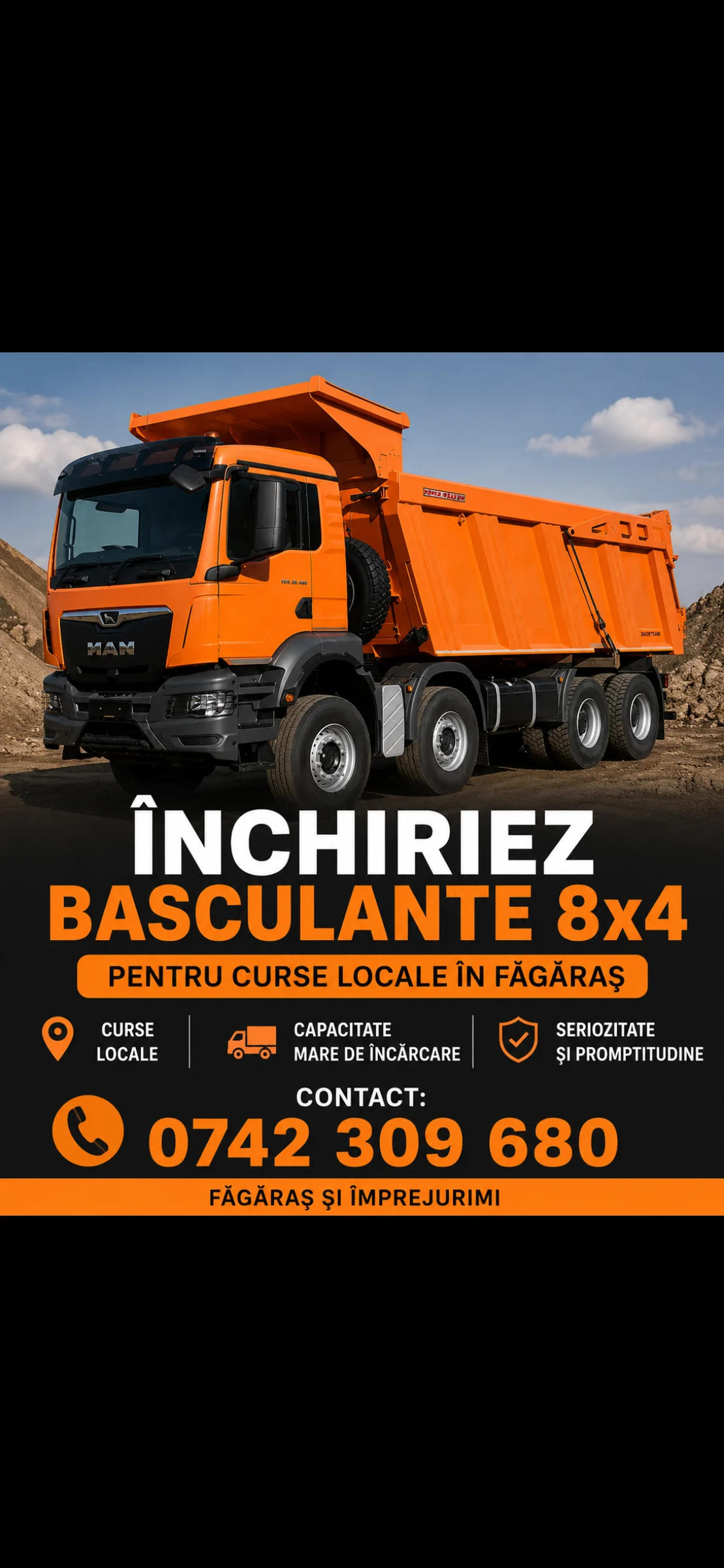 Închiriez basculante 8x4 în Făgăraș